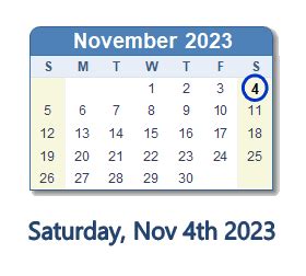 November 4, 2023 (Saturday) .